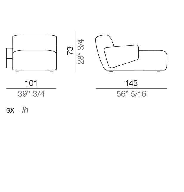 Mussi Flow Design Sofa Chaise-longue 101 cm - CLT101