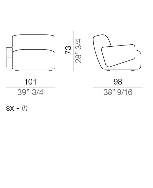 Mussi Flow Design Sofa Terminal Element 101 cm - T101