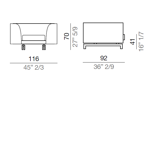 Mussi Alexander Armchair with high armrest 116 cm - PA116