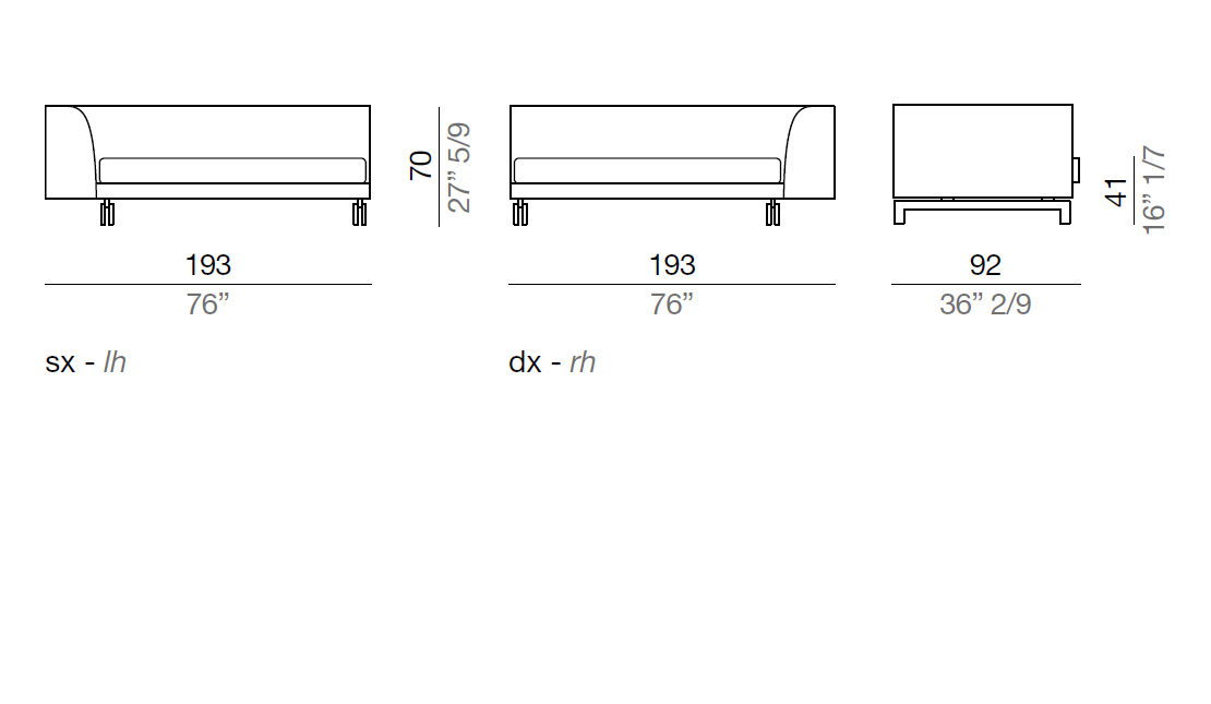 Mussi Alexander Terminal element with high armrest 193 cm - TA193