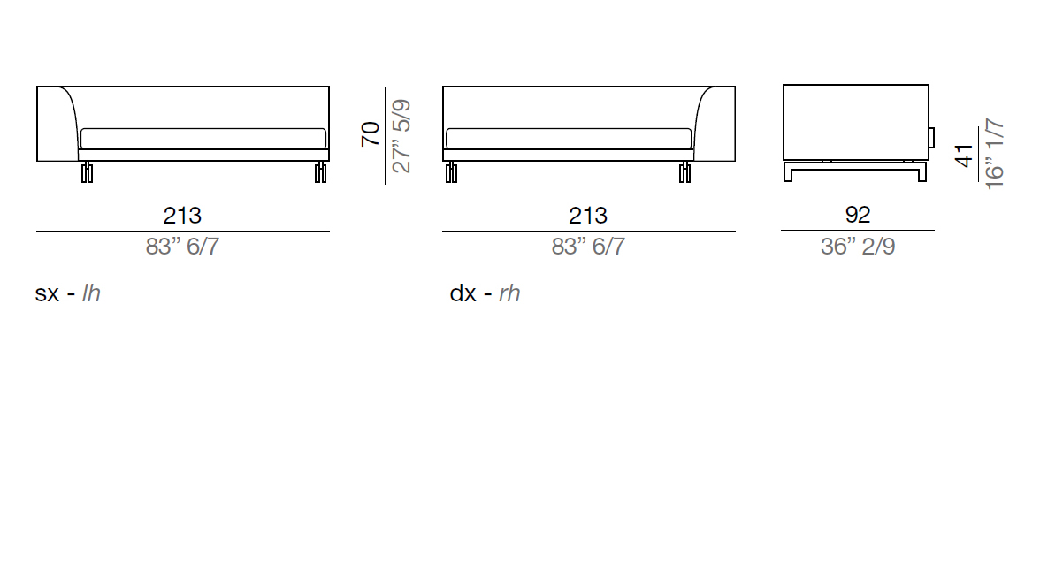 Mussi Alexander Terminal element with high armrest 213 cm - TA213