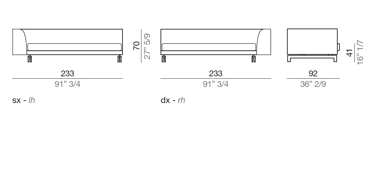 Mussi Alexander Terminal element with high armrest 233 cm - TA233
