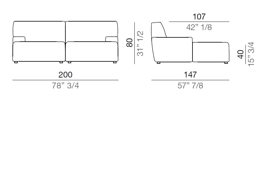 Mussi Brera Sofa 220 cm - Depth 147cm - DP200
