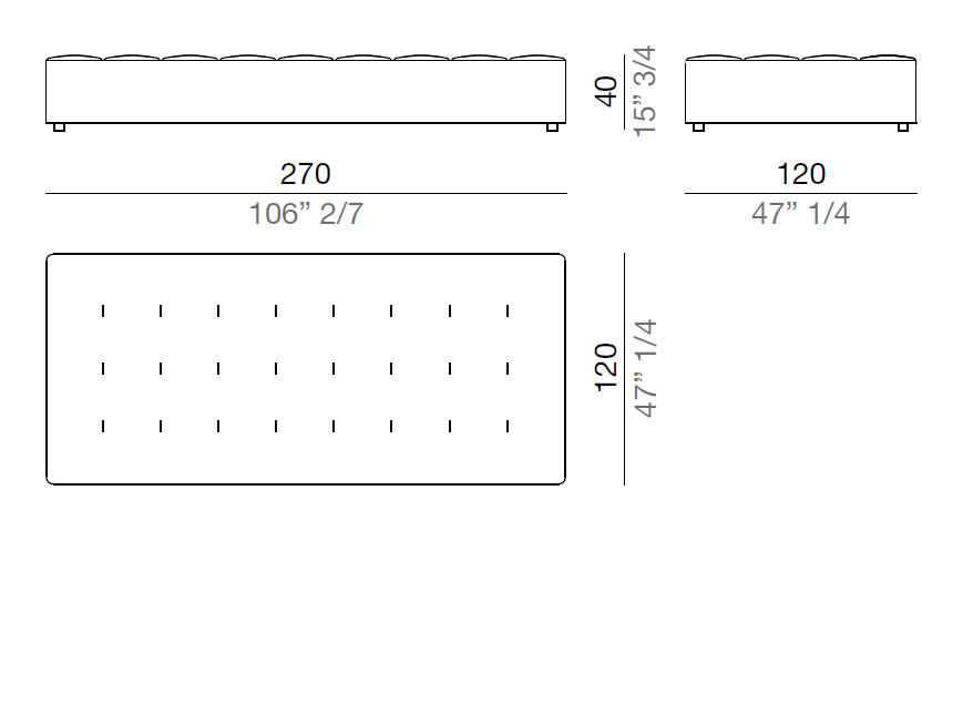 Mussi Isola Sofa Seat Element 270 cm - PF270
