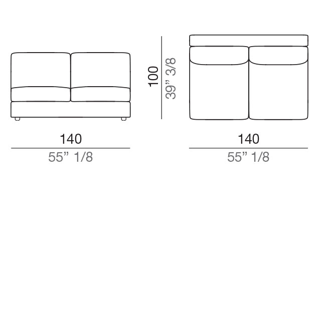 Modena Design Sofa Central Element 140 cm - C140