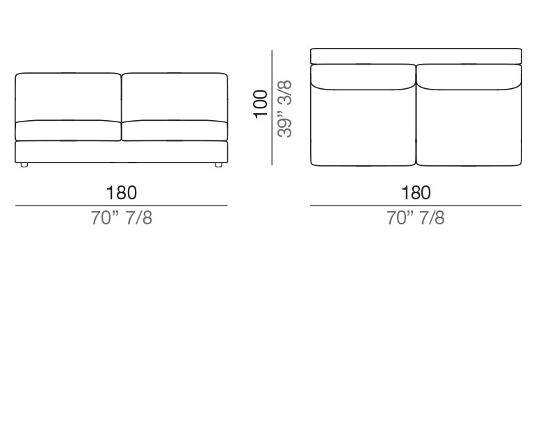 Modena Design Sofa Central Element 180 cm - C180