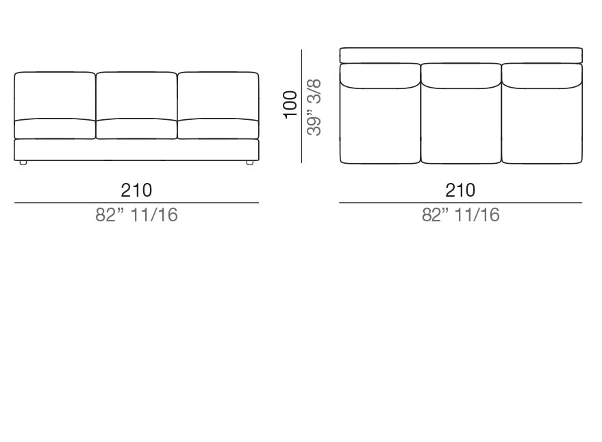 Modena Design Sofa Central Element 210 cm - C3_210