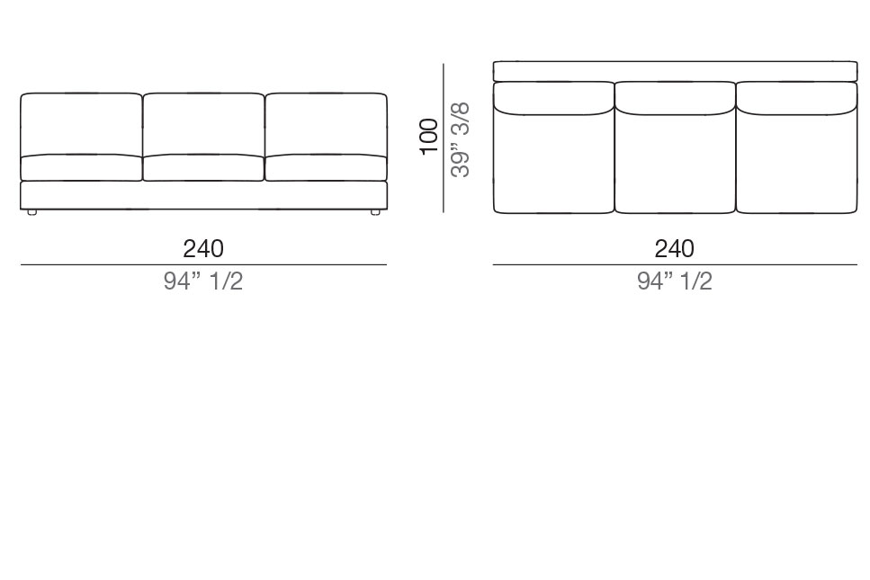 Modena Design Sofa Central Element 240 cm - C3_240