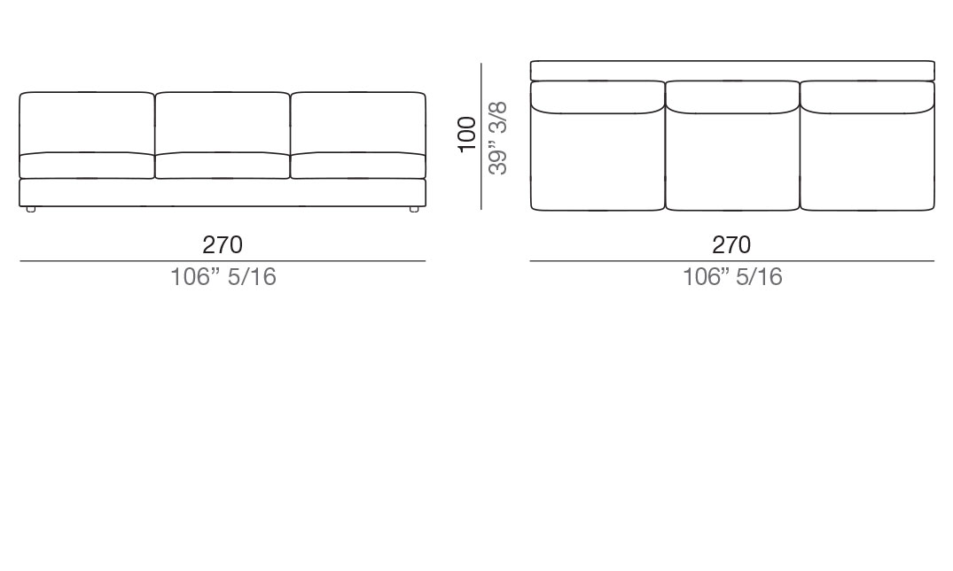 Modena Design Sofa Central Element 270 cm - C3_270