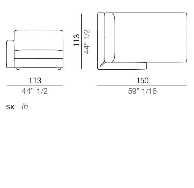 Modena Design Sofa Chaise-longue 113x150 cm - CLT113_150