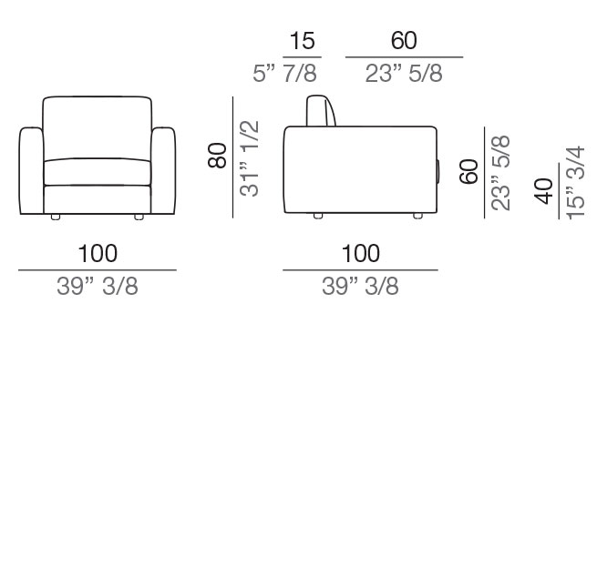 Modena Design Sofa Armchair 100 cm - P100