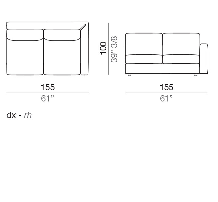 Modena Design Sofa Terminal Element T155 cm - T155