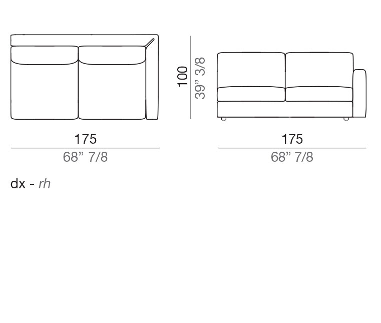 Modena Design Sofa Terminal Element T175 cm - T175