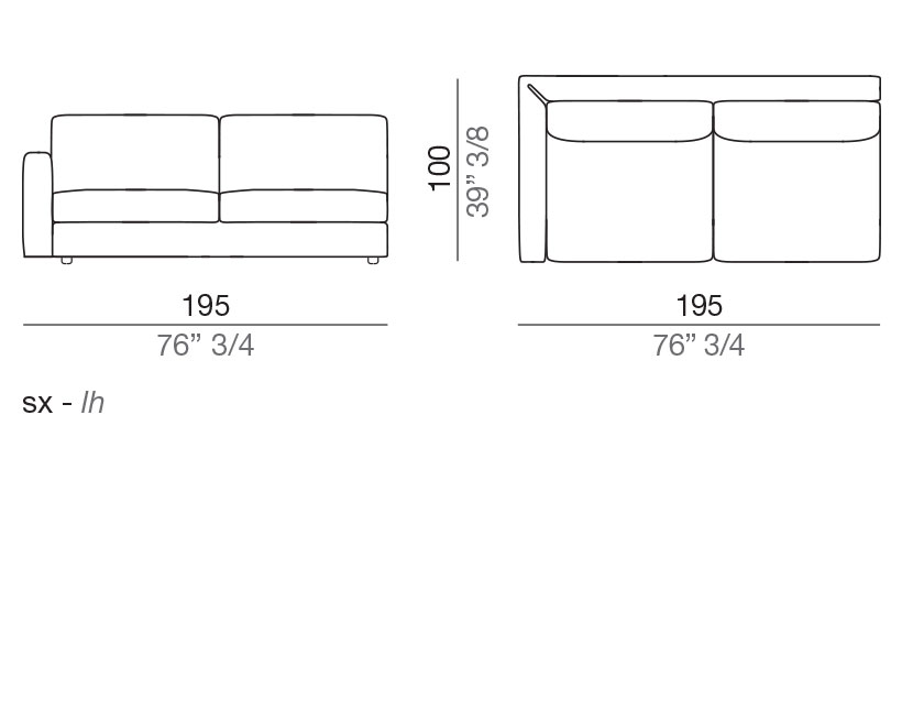 Modena Design Sofa Terminal Element T195 cm - T195