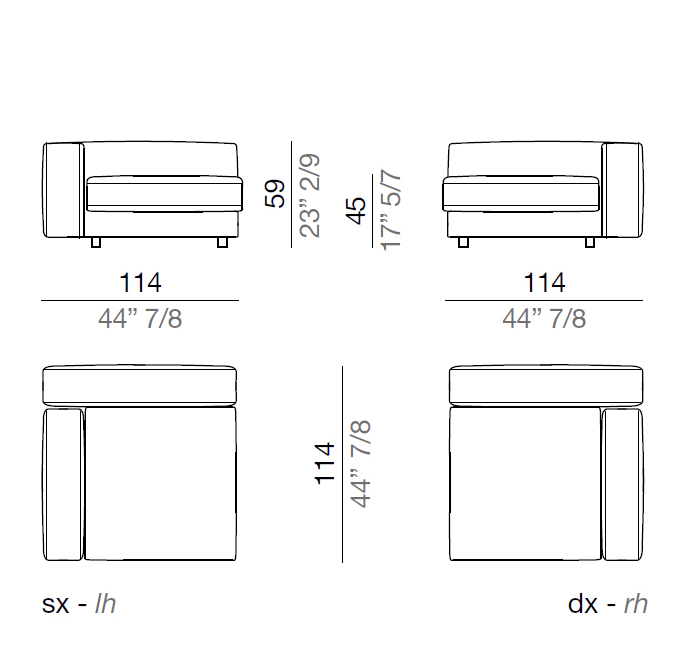 Mussi Sinfonia Sofa Sectional Element 114 cm - A114