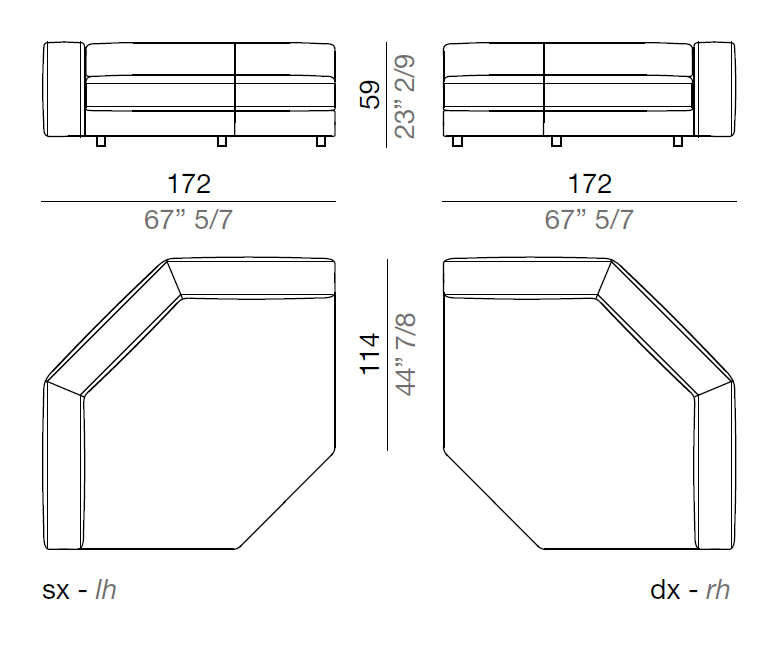 Mussi Sinfonia Sofa Sectional Element 172 cm - A172