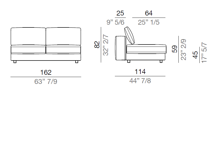 Mussi Sinfonia Sofa Central Element 162 cm - C162