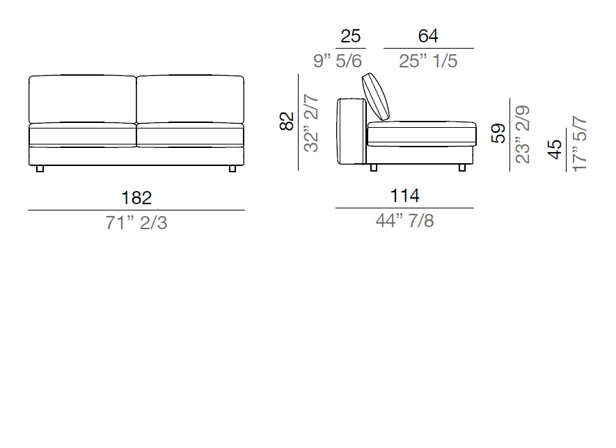 Mussi Sinfonia Sofa Central Element 182 cm - C182