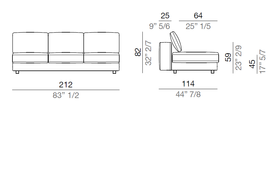 Mussi Sinfonia Sofa Central Element 182 cm - C182