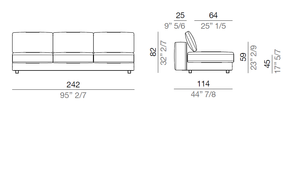 Mussi Sinfonia Sofa Central Element 242 cm - C242