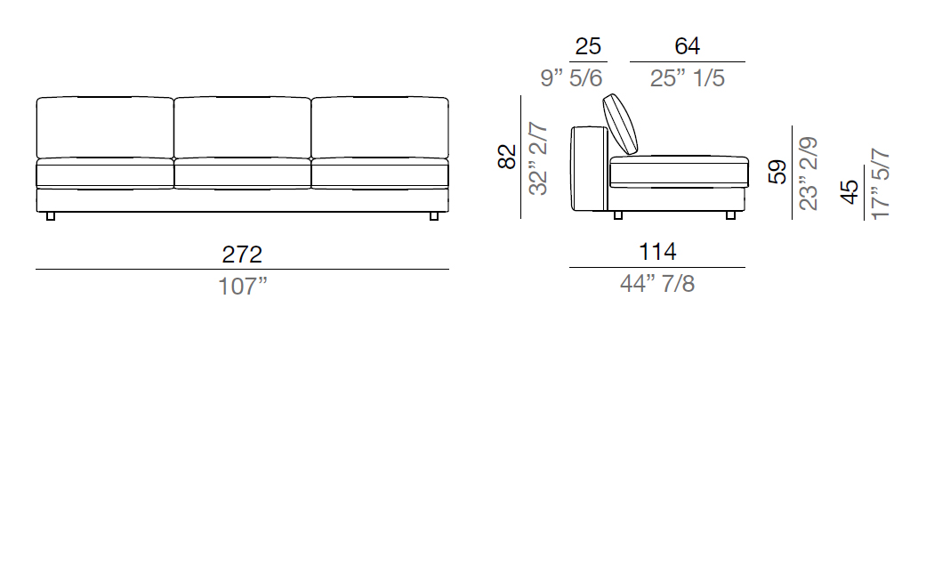 Mussi Sinfonia Sofa Central Element 242 cm - C242
