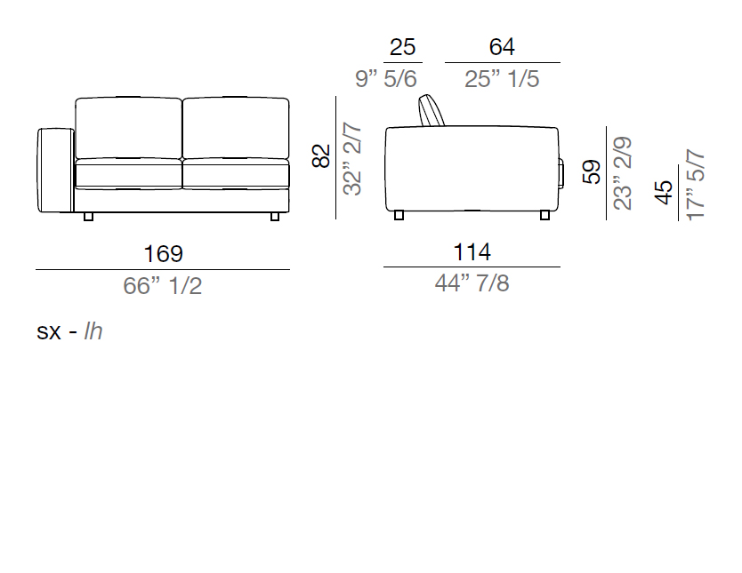 Mussi Sinfonia Sofa Terminal Element 169 cm - T169
