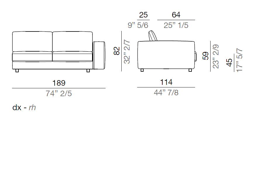 Mussi Sinfonia Sofa Terminal Element 189 cm - T189