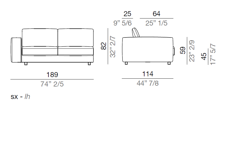Mussi Sinfonia Sofa Terminal Element 189 cm - T189