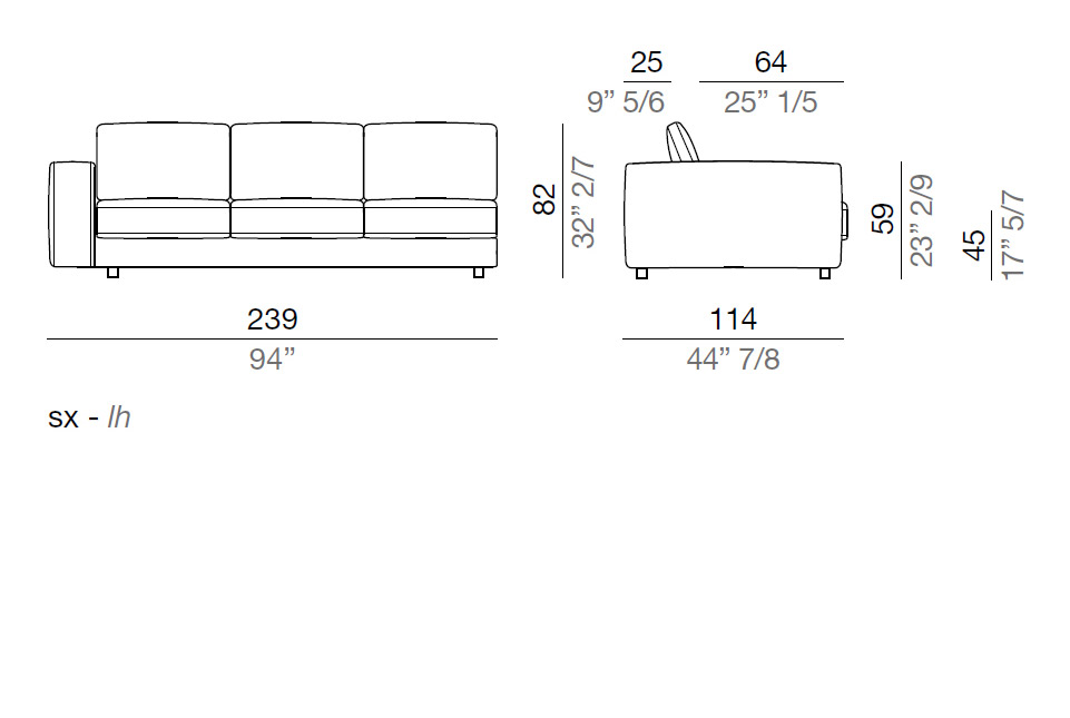 Mussi Sinfonia Sofa Terminal Element 239 cm - T239