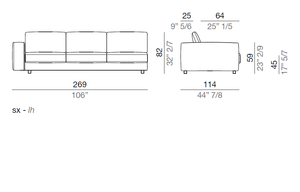 Mussi Sinfonia Sofa Terminal Element 269 cm - T269