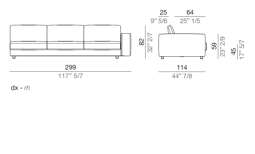 Mussi Sinfonia Sofa Terminal Element 299 cm - T299