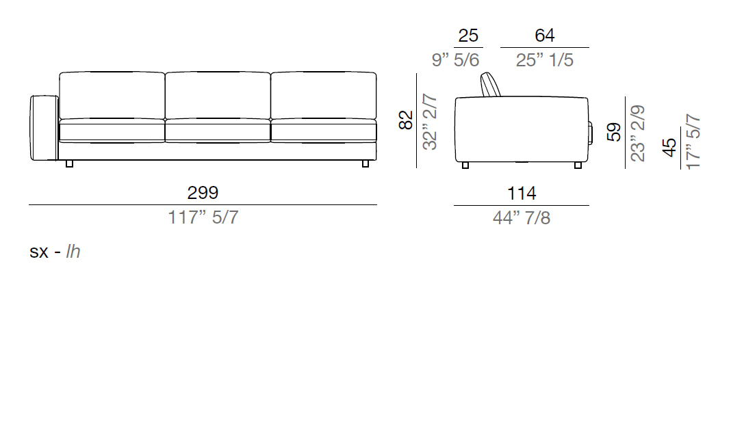 Mussi Sinfonia Sofa Terminal Element 299 cm - T299