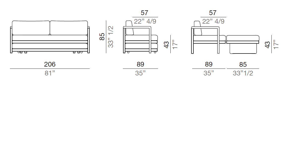 Mussi Twin Double sofa bed 206 cm - DL2_206