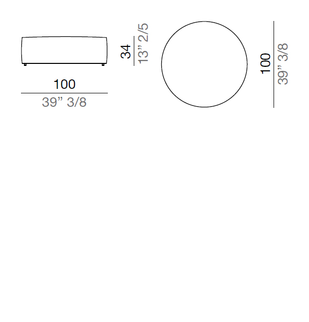Mussi Dama round pouf 100 cm, h. 34 cm - R100_34